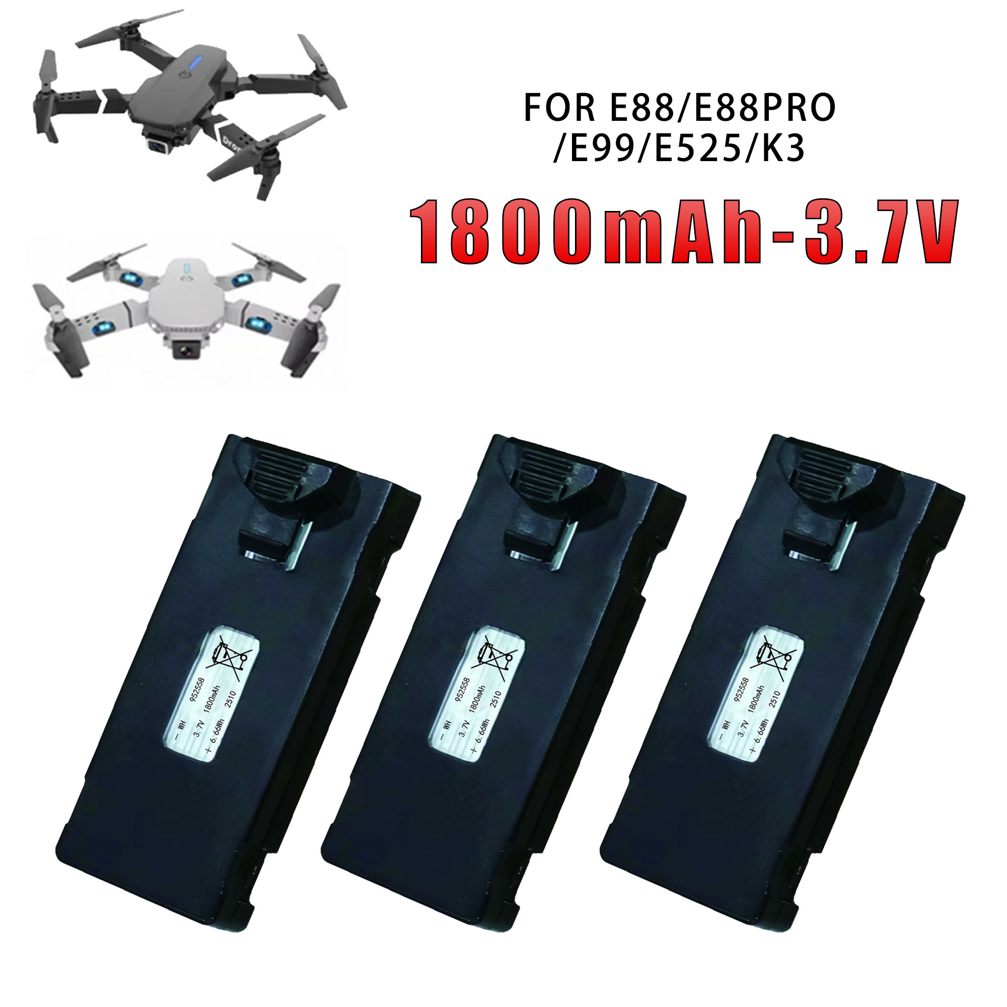 E88 3.7V 1800mAh Original Fact - Eachine Drone E58 评论和价格